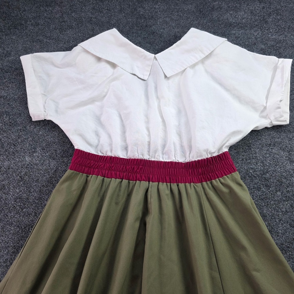 Vintage Midi Dress Colorblock Pockets Retro Womens cottage core Disney Hand Sewn - Picture 5 of 11